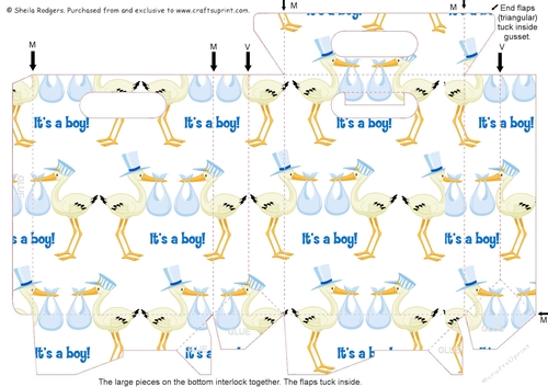Gusset Sided Gift Bag - Blue Storks 2