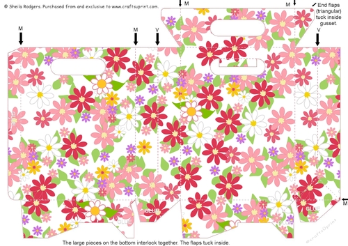 Gusset Sided Gift Bag - Bright Flowers