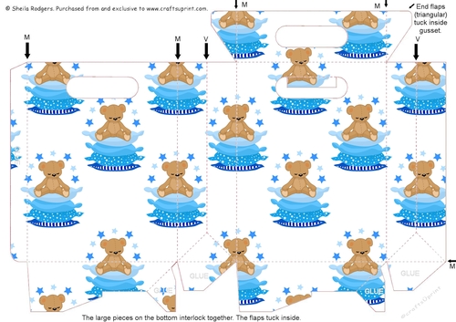 Gusset Sided Gift Bag - Goodnight Bears