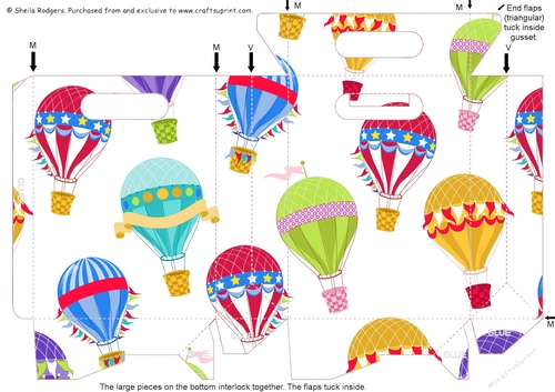 Gusset Sided Gift Bag - Hot Air Balloons 1