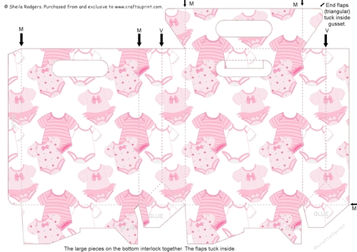 Gusset Sided Gift Bag - Pink Onesies