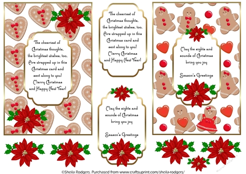 Two 6x4 Christmas Card Toppers - Gingerbread