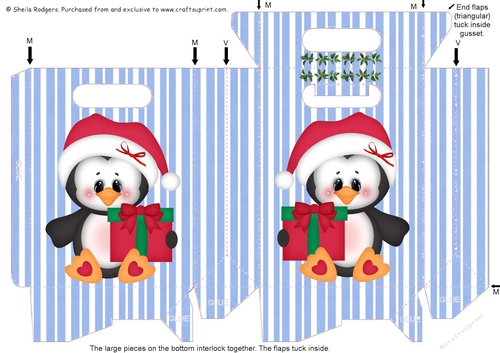Gusset Sided Gift Bag - Penguin With Gift