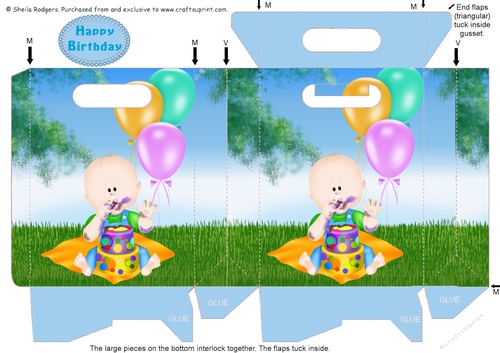 Gusset Sided Gift Bag - Baby Boy Birthday