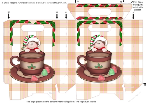 Gusset Sided Gift Bag - Hot Chocolate Elf