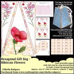 HEXAGONAL GIFT BAG - HIBISCUS FLOWERS