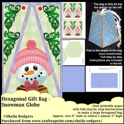 HEXAGONAL GIFT BAG - SNOWMAN GLOBE