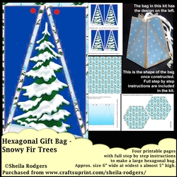 HEXAGONAL GIFT BAG - SNOWY FIR TREES