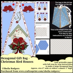 HEXAGONAL GIFT BAG - CHRISTMAS BIRD HOUSE