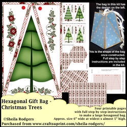 HEXAGONAL GIFT BAG - CHRISTMAS TREES