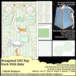 HEXAGONAL GIFT BAG - STORK WITH BABY