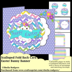 Scalloped Fold Back Card - Easter Bunny Banner