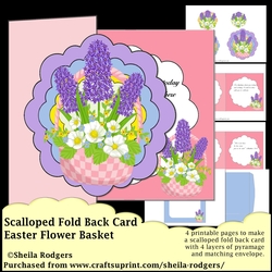 Scalloped Fold Back Card - Easter Flower Basket
