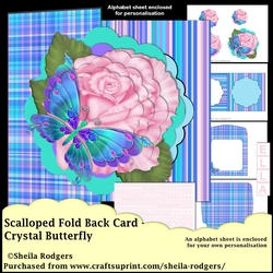 Scalloped Fold Back Card - Crystal Butterfly