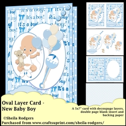 Oval Layer Card - New Baby Boy
