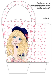 LARGE ROUND TOP GIFT BAG - GIRL IN HAT