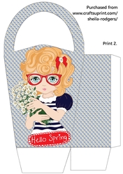 LARGE ROUND TOP GIFT BAG - HELLO SPRING