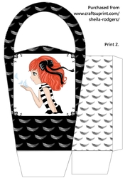 LARGE ROUND TOP GIFT BAG - CATCHING FEATHERS