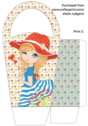 LARGE ROUND TOP GIFT BAG - WINKING GIRL