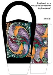 LARGE ROUND TOP GIFT BAG - TATTOO DESIGN DRAGONS 1