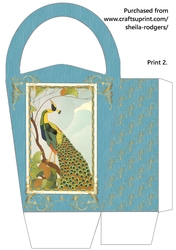 LARGE ROUND TOP GIFT BAG - PEACOCK