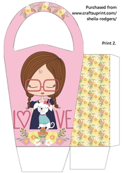 LARGE ROUND TOP GIFT BAG - DOGGY LOVE