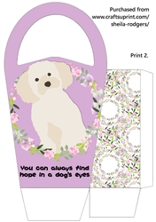 LARGE ROUND TOP GIFT BAG - DOGS EYES 1