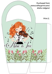 LARGE ROUND TOP GIFT BAG - VIOLIN MUSIC