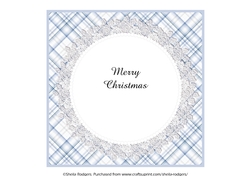 7X7 CHRISTMAS INSERT - BLUE AND WHITE TARTAN AND LACE 1