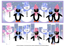 SLAT CARD - SNOWMEN AND PENGUINS