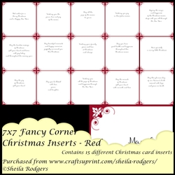 7X7 FANCY CORNER CHRISTMAS INSERTS - RED