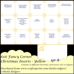 6X6 FANCY CORNER CHRISTMAS INSERTS - YELLOW