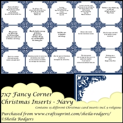 7X7 FANCY CORNER CHRISTMAS INSERTS - NAVY