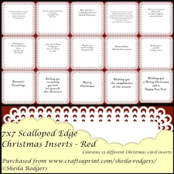 7X7 SCALLOPED EDGE CHRISTMAS INSERTS - RED