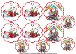 10 Scalloped Santa Gift Tags