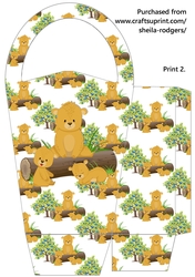 LARGE ROUND TOP GIFT BAG - BEAR FAMILY