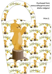 LARGE ROUND TOP GIFT BAG - HONEY BEAR