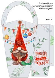 LARGE ROUND TOP GIFT BAG - NAUGHTY RED GNOME