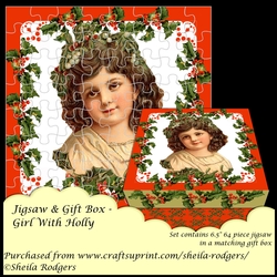 JIGSAW AND GIFT BOX - GIRL WITH HOLLY