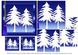 Fir Trees on Blue with Tassel
