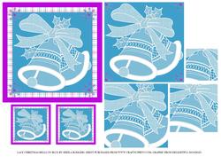 Lace Christmas Bells on Blue