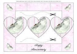 Swans Anniversary Heart Tri Shutter Card