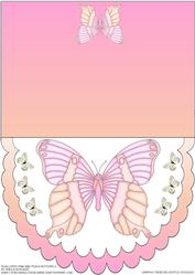 Scalloped Pink and Peach Butterfly