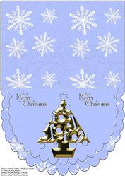 Gold Christmas Tree on Blue