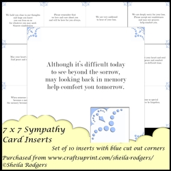 7x7 Sympathy Card Inserts