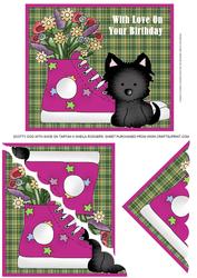 Scotty Dog with Shoe on Tartan