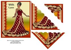 Beautiful Ethnic Woman in Red Gown