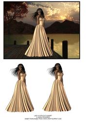 Lady in Gold at Sunset