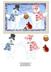 Snowmen Feeding Squirrel