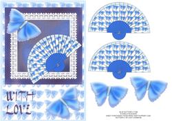 Blue Butterfly Fan